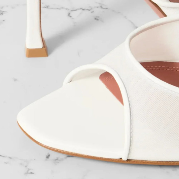 Amina Muaddi Alexa Mesh Slipper 95 White Wedding Mule Heels Shoes Bridal Slip On - Picture 5 of 11